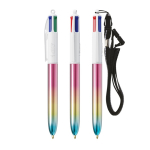 Plastic pen met metallic kleurverloop en 4 kleuren inkt BIC® kleur meerkleurig