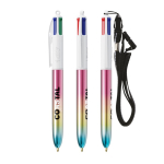 Plastic pen met metallic kleurverloop en 4 kleuren inkt BIC® kleur meerkleurig