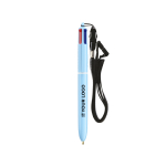 Plastic pen in pastelkleuren met lanyard en 4-kleureninkt BIC® met afdrukgebied