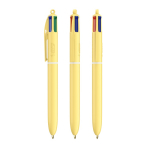 Kunststof pen met pastelafwerking en 4 kleuren inkt BIC® kleur pastelgeel