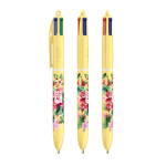 Kunststof pen met pastelafwerking en 4 kleuren inkt BIC® kleur pastelgeel