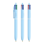 Kunststof pen met pastelafwerking en 4 kleuren inkt BIC® kleur pastel blauw