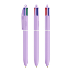 Kunststof pen met pastelafwerking en 4 kleuren inkt BIC® kleur lila