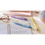 Kunststof pen met pastelafwerking en 4 kleuren inkt BIC®
