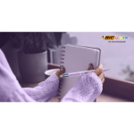Kunststof pen met pastelafwerking en 4 kleuren inkt BIC®