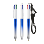 BIC® balpen met metallic tweekleurig design en 4 kleuren inkt kleur blauw