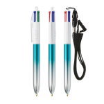 BIC® balpen met metallic tweekleurig design en 4 kleuren inkt kleur turkoois