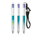 BIC® balpen met metallic tweekleurig design en 4 kleuren inkt kleur turkoois