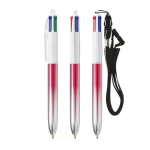 BIC® balpen met metallic tweekleurig design en 4 kleuren inkt kleur fuchsia