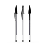 Klassieke transparante plastic pen met zwarte inkt BIC® Cristal® kleur zwart