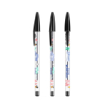 Klassieke transparante plastic pen met zwarte inkt BIC® Cristal® kleur zwart