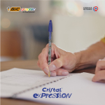 Klassieke transparante plastic pen met zwarte inkt BIC® Cristal®