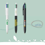Balpen van gerecycled plastic met lanyard en inkt in 4 kleuren BIC® kleur wit