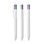 Gerecyclede kunststof balpen, uit de EU, met 4-kleureninkt BIC® kleur wit