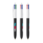 Gerecyclede kunststof balpen, uit de EU, met 4-kleureninkt BIC® kleur wit