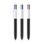 Gerecyclede kunststof balpen, uit de EU, met 4-kleureninkt BIC® kleur wit/zwart