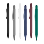 Balpen van gerecycled aluminium met touchpunt en rubberafwerking, blauwe inkt diverse kleuren