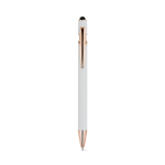 Matte pen van gerecycled aluminium met touchpunt en blauwe inkt kleur wit eerste weergave