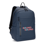 Rugzak van synthetisch leer met waterdichte ritsen voor pc 16” kleur blauw afbeelding met logo