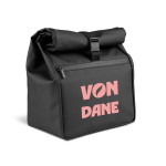 Oprolbare koeltas met verstelbare sluiting van kunstleer 7 L kleur zwart afbeelding met logo