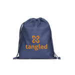 Middelgrote koordtas van non-woven met thermisch gesealde sluiting 60 g/m² kleur blauw afbeelding met logo