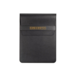 Stevige laptophoes van synthetisch leer, formaat 14” kleur zwart afbeelding met logo