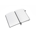 A5-notitieboek met maandplanning en elastiek, gelinieerde pagina’s kleur zwart vierde weergave