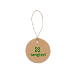 Rond label van gerecycled papier met natuurlijk koord 700 g/m² kleur naturel afbeelding met logo