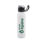 Sportfles van gerecycled roestvrij staal met enkelwandige constructie 670 ml kleur wit afbeelding met logo