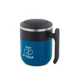 Reismok met dubbele wand, matte afwerking en antislipbasis 400 ml kleur blauw afbeelding met logo