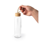 Glazen fles met bamboe dop en koordlus 520 ml kleur naturel derde weergave