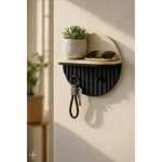 Rechthoekige sleutelhanger met gevlochten polyester koord en metalen afwerking luxe weergave