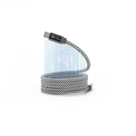 Magnetische gevlochten USB-C naar USB-C-kabel van polyester 60 W kleur zwart afbeelding met logo 4