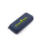 Compacte mini paraplu met handmatige opening, vijf delen, met rubberen hoes Ø90 kleur blauw op de hoes met logo