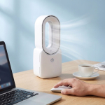 Draagbare bladloze ventilator met LED-licht in 6 kleuren en 4 standen kleur wit achtste weergave