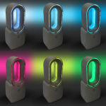 Draagbare bladloze ventilator met LED-licht in 6 kleuren en 4 standen kleur beige vierde weergave