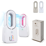 Draagbare bladloze ventilator met LED-licht in 6 kleuren en 4 standen