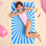 RPET strandhanddoek met sneldrogende technologie 100x180cm kleur blauw zevende weergave