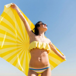 RPET strandhanddoek met sneldrogende technologie 100x180cm kleur geel zevende weergave