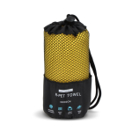 RPET handdoek met sneldrogende technologie en zakje 40x80 cm kleur geel tweede weergave