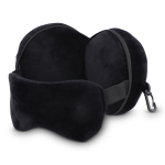 Reiskussen 2-in-1 met geïntegreerd slaapmasker en hoes kleur zwart tweede weergave