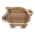 Spaarpot van natuurlijk hout met transparant paneel kleur naturel tweede weergave