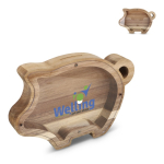 Spaarpot van natuurlijk hout met transparant paneel