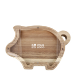 Spaarpot van natuurlijk hout met transparant paneel met afdrukgebied