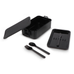 Lunchbox met twee lagen, sluitclips en geïntegreerd bestek 1,55 L kleur zwart tweede weergave