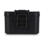 Lunchbox met twee lagen, sluitclips en geïntegreerd bestek 1,55 L kleur zwart vierde weergave