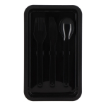 Lunchbox met twee lagen, sluitclips en geïntegreerd bestek 1,55 L kleur zwart zevende weergave