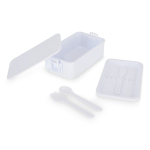 Lunchbox met twee lagen, sluitclips en geïntegreerd bestek 1,55 L kleur wit tweede weergave