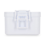 Lunchbox met twee lagen, sluitclips en geïntegreerd bestek 1,55 L kleur wit vierde weergave