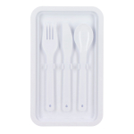 Lunchbox met twee lagen, sluitclips en geïntegreerd bestek 1,55 L kleur wit zevende weergave
